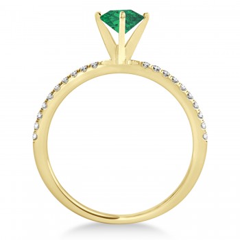 Emerald & Diamond Accented Oval Shape Engagement Ring 18k Yellow Gold (1.00ct)