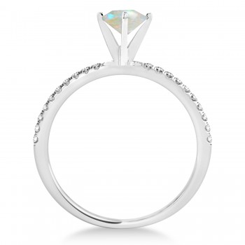 Opal & Diamond Accented Oval Shape Engagement Ring Palladium (1.00ct)