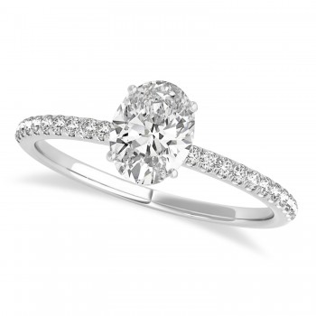 Lab Grown Diamond Accented Oval Shape Engagement Ring Platinum (1.00ct)