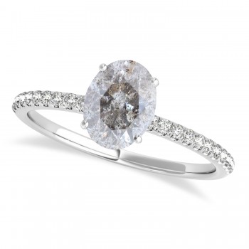 Oval Salt & Pepper Diamond Accented  Engagement Ring Platinum (1.00ct)