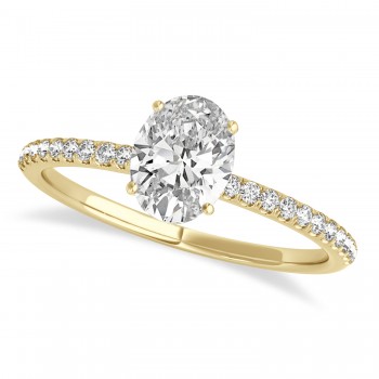 Lab Grown Diamond Accented Oval Shape Engagement Ring 18k Yellow Gold (1.50ct)