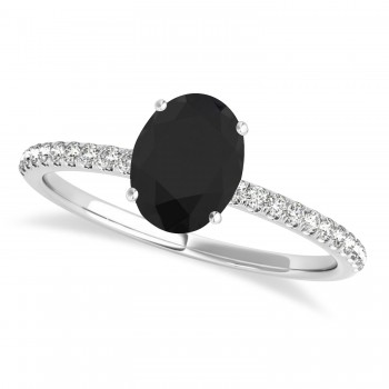 Black & White Diamond Accented Oval Shape Engagement Ring Platinum (1.50ct)