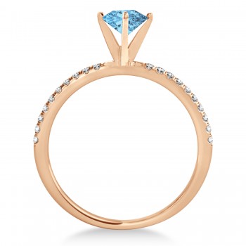 Blue Topaz & Diamond Accented Oval Shape Engagement Ring 14k Rose Gold (2.00ct)