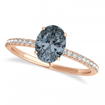 Gray Spinel & Diamond Accented Oval Shape Engagement Ring 14k Rose Gold (2.00ct)