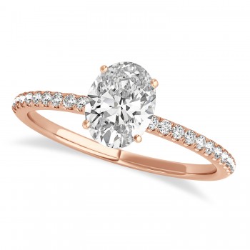 Lab Grown Diamond Accented Oval Shape Engagement Ring 14k Rose Gold (2.00ct)