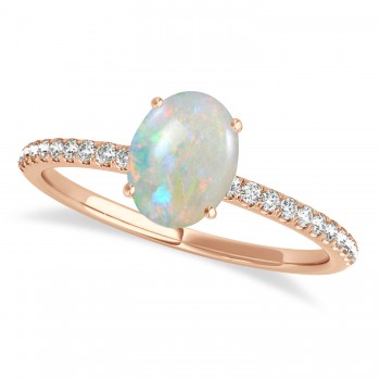 Opal & Diamond Accented Oval Shape Engagement Ring 14k Rose Gold (2.00ct)