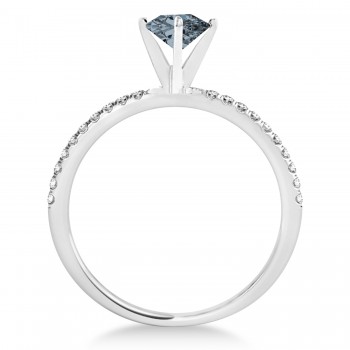 Gray Spinel & Diamond Accented Oval Shape Engagement Ring 14k White Gold (2.00ct)