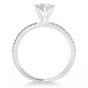 Opal & Diamond Accented Oval Shape Engagement Ring 14k White Gold (2.00ct)