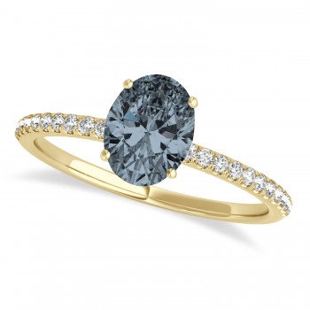 Gray Spinel & Diamond Accented Oval Shape Engagement Ring 14k Yellow Gold (2.00ct)