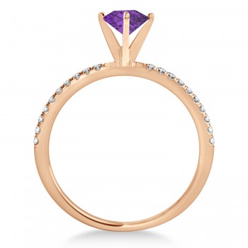 Amethyst & Diamond Accented Oval Shape Engagement Ring 18k Rose Gold (2.00ct)