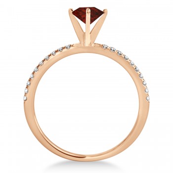 Garnet & Diamond Accented Oval Shape Engagement Ring 18k Rose Gold (2.00ct)