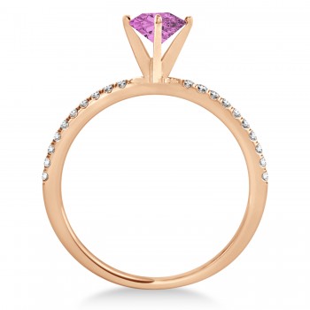 Pink Sapphire & Diamond Accented Oval Shape Engagement Ring 18k Rose Gold (2.00ct)
