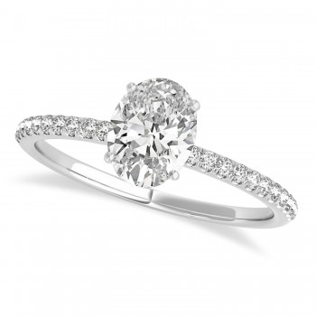 Lab Grown Diamond Accented Oval Shape Engagement Ring 18k White Gold (2.00ct)