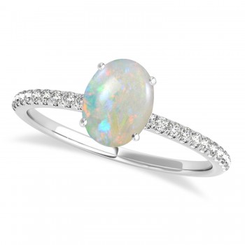 Opal & Diamond Accented Oval Shape Engagement Ring Platinum (2.00ct)