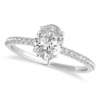 Lab Grown Diamond Accented Oval Shape Engagement Ring 14k White Gold (2.50ct)