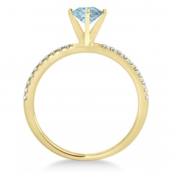 Aquamarine & Diamond Accented Oval Shape Engagement Ring 14k Yellow Gold (2.50ct)