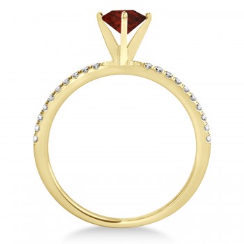 Garnet & Diamond Accented Oval Shape Engagement Ring 14k Yellow Gold (2.50ct)