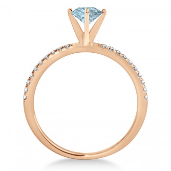 Aquamarine & Diamond Accented Oval Shape Engagement Ring 14k Rose Gold (3.00ct)