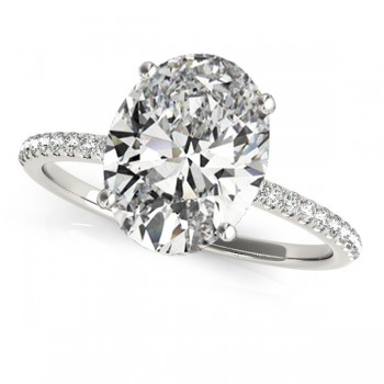 Diamond Accented Oval Shape Engagement Ring 14k White Gold (3.00ct)