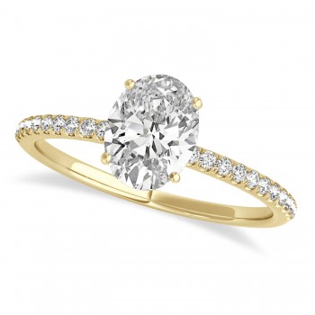 Lab Grown Diamond Accented Oval Shape Engagement Ring 14k Yellow Gold (3.00ct)