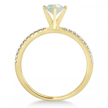 Opal & Diamond Accented Oval Shape Engagement Ring 14k Yellow Gold (3.00ct)