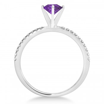 Amethyst & Diamond Accented Oval Shape Engagement Ring 18k White Gold (3.00ct)
