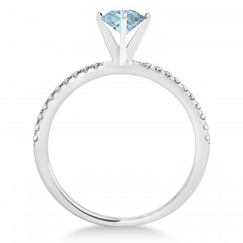 Aquamarine & Diamond Accented Oval Shape Engagement Ring 18k White Gold (3.00ct)