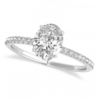 Lab Grown Diamond Accented Oval Shape Engagement Ring 18k White Gold (3.00ct)