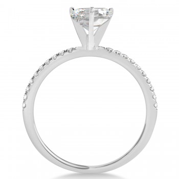Lab Grown Diamond Accented Oval Shape Engagement Ring 18k White Gold (3.00ct)