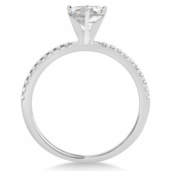 Diamond Accented Oval Shape Engagement Ring 18k White Gold (3.00ct)