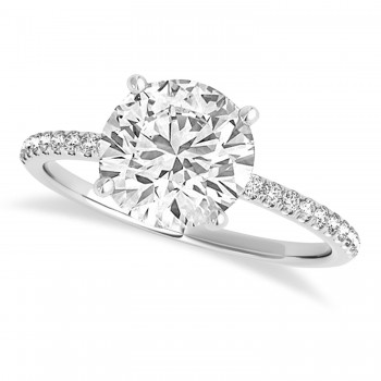 Lab Grown Diamond Accented Engagement Ring Setting 14k White Gold (6.12ct)