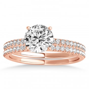 Lab Grown Diamond Accented Bridal Set Setting 14k Rose Gold (0.25ct)
