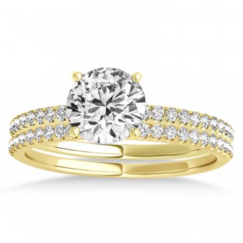 Lab Grown Diamond Accented Bridal Set Setting 14k Yellow Gold (0.25ct)