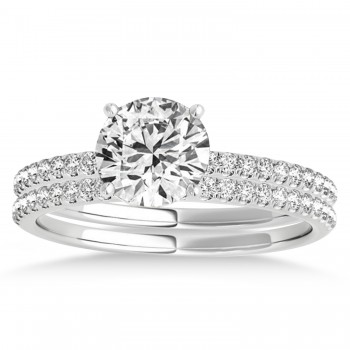 Lab Grown Diamond Accented Bridal Set Setting 18k White Gold (0.25ct)
