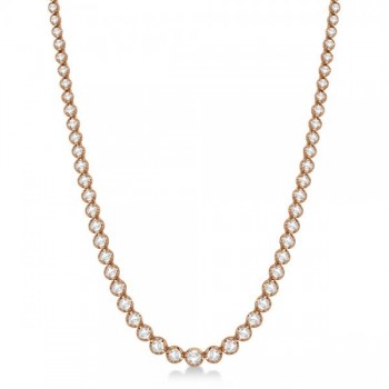 Eternity Diamond Tennis Necklace 14k Rose Gold (15.00ct)