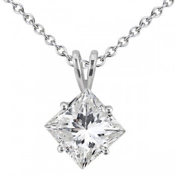 0.33ct. Princess-Cut Diamond Solitaire Pendant in 18k White Gold (H, VS2)