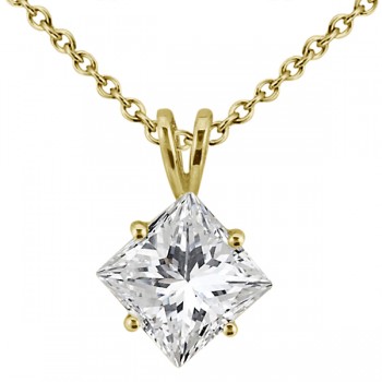 0.33ct. Princess-Cut Diamond Solitaire Pendant in 18k Yellow Gold (H, VS2)