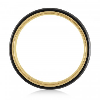 Satin Finish Wedding Band 18K Yellow Gold PVD Titanium & Carbon Fiber (6mm)