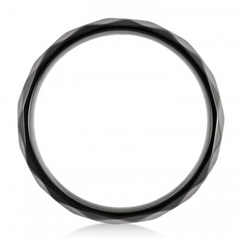 Men's Domed Polished Finish Wedding Ring Band Black PVD Titanium (6mm)