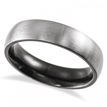 Satin Finish Dome Wedding Ring Band Black PVD Titanium (6mm)