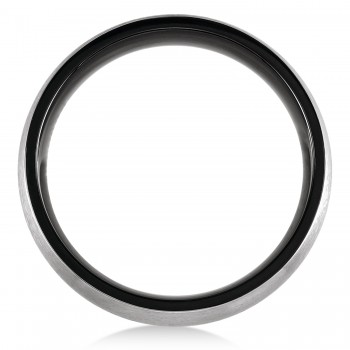 Satin Finish Dome Wedding Ring Band Black PVD Titanium (6mm)
