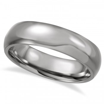 Men's Shiny Domed Titanium Wedding Ring Band (6mm)