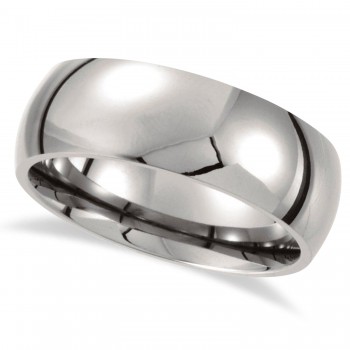 Men's Shiny Domed Titanium Wedding Ring Band (8mm)