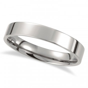 Men's Shiny Flat Wedding Ring Titanium Band (4mm)