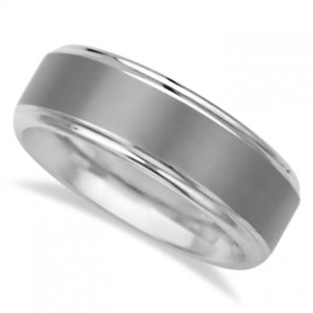 Men's Ridged Edged Satin Tungsten Band (8mm)