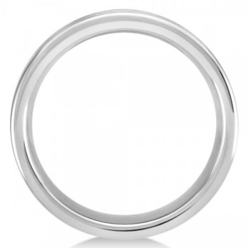 Men's Flat Ridged Wedding Ring Band in White Tungsten (8.3mm)