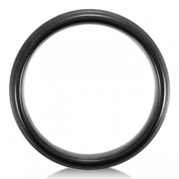 Men's Grooved Wedding Ring Band in Black PVD Tungsten (7.3mm)