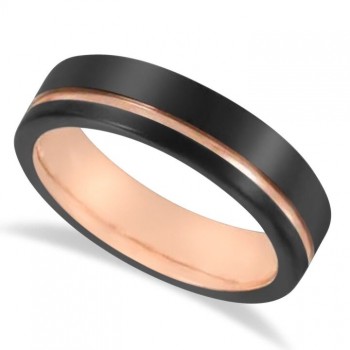 Men's Black & 18K Rose Gold PVD Tungsten Band (6mm)