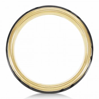 Tungsten Wedding Band Black PVD & 18K Yellow Gold PVD (8mm)