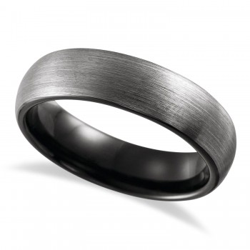 Men's Black PVD Tungsten Wedding Ring Band Satin Finish (6 mm)